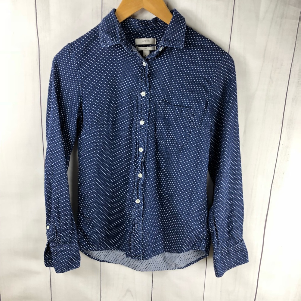 J.Crew Boy Style Size 0 Blue Long Sleeve h7